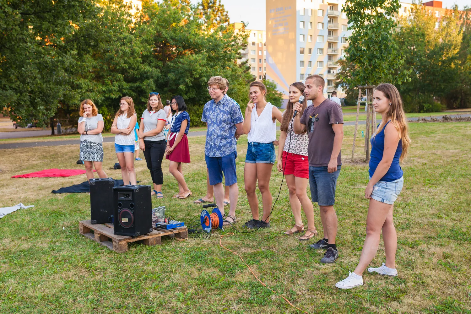 The community gathering for the opening picnic